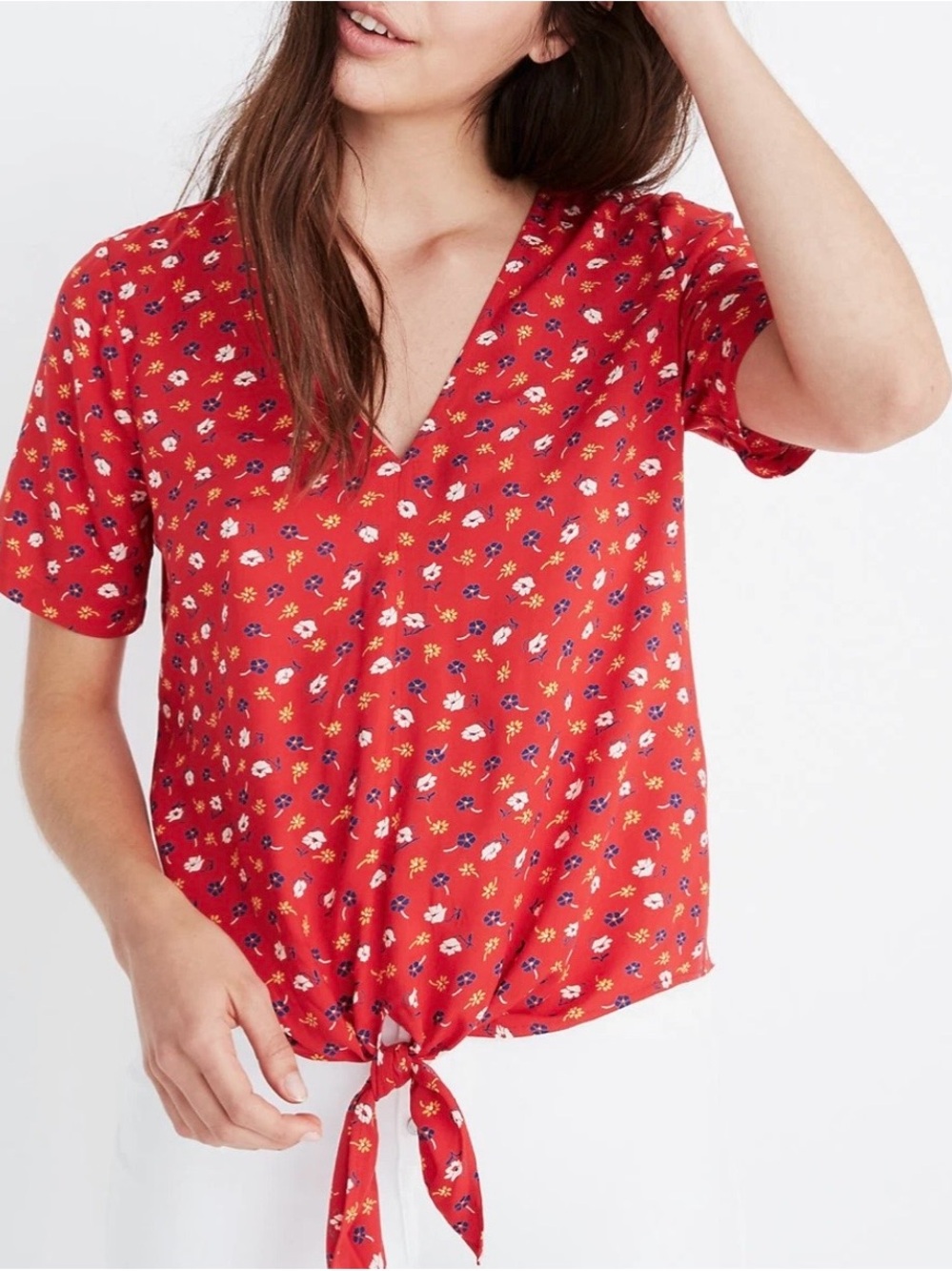 Madewell tie-front floral shirt